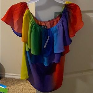 Brand New—New York and Co Rainbow Blouse Medium
